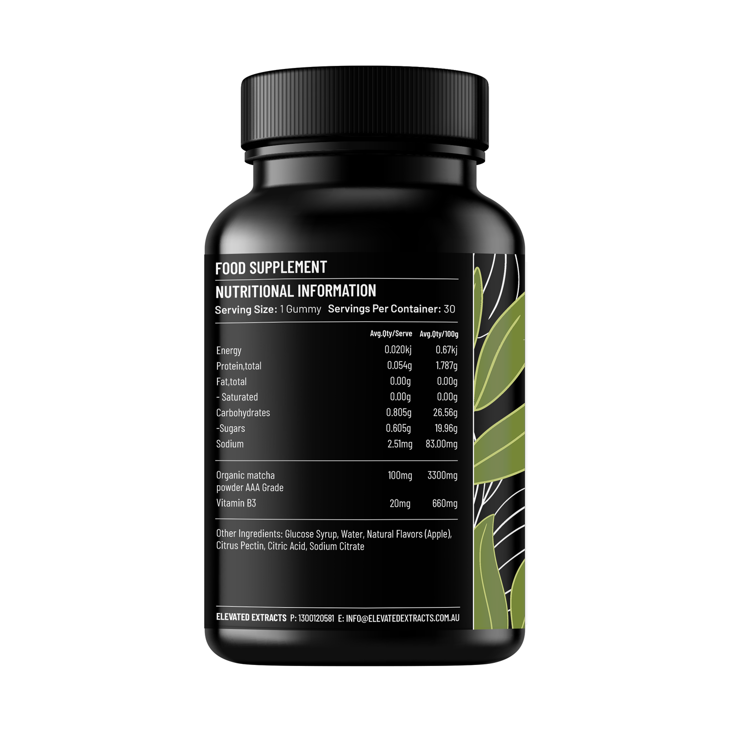 Elevated Extracts Organic Matcha Gummies - 30pc